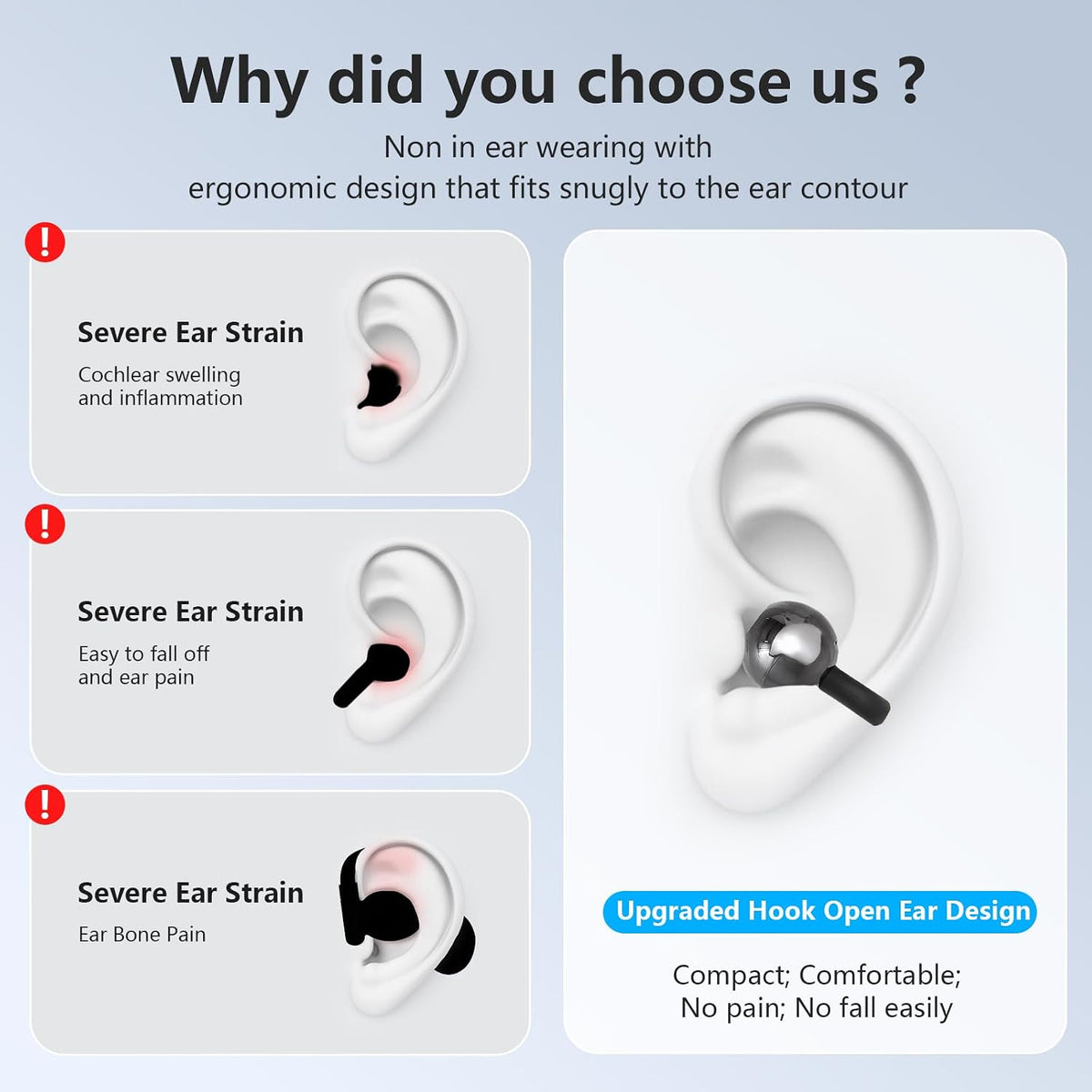 Ultra Open Ear Earbuds,Clip On Headphones with Digital Display Charging Case
