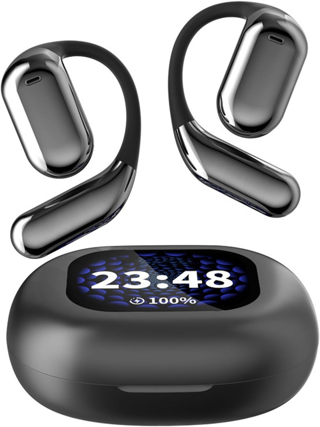 Touchscreen LCD Open Over the Ear Bone Conduction Smart Earbuds Wireless Bluetooth Earphone