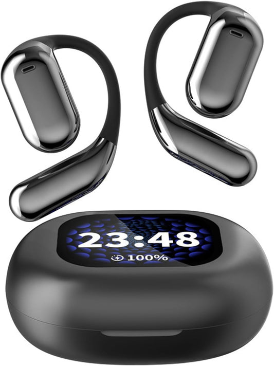 Touchscreen LCD Open Over the Ear Bone Conduction Smart Earbuds Wireless Bluetooth Earphone