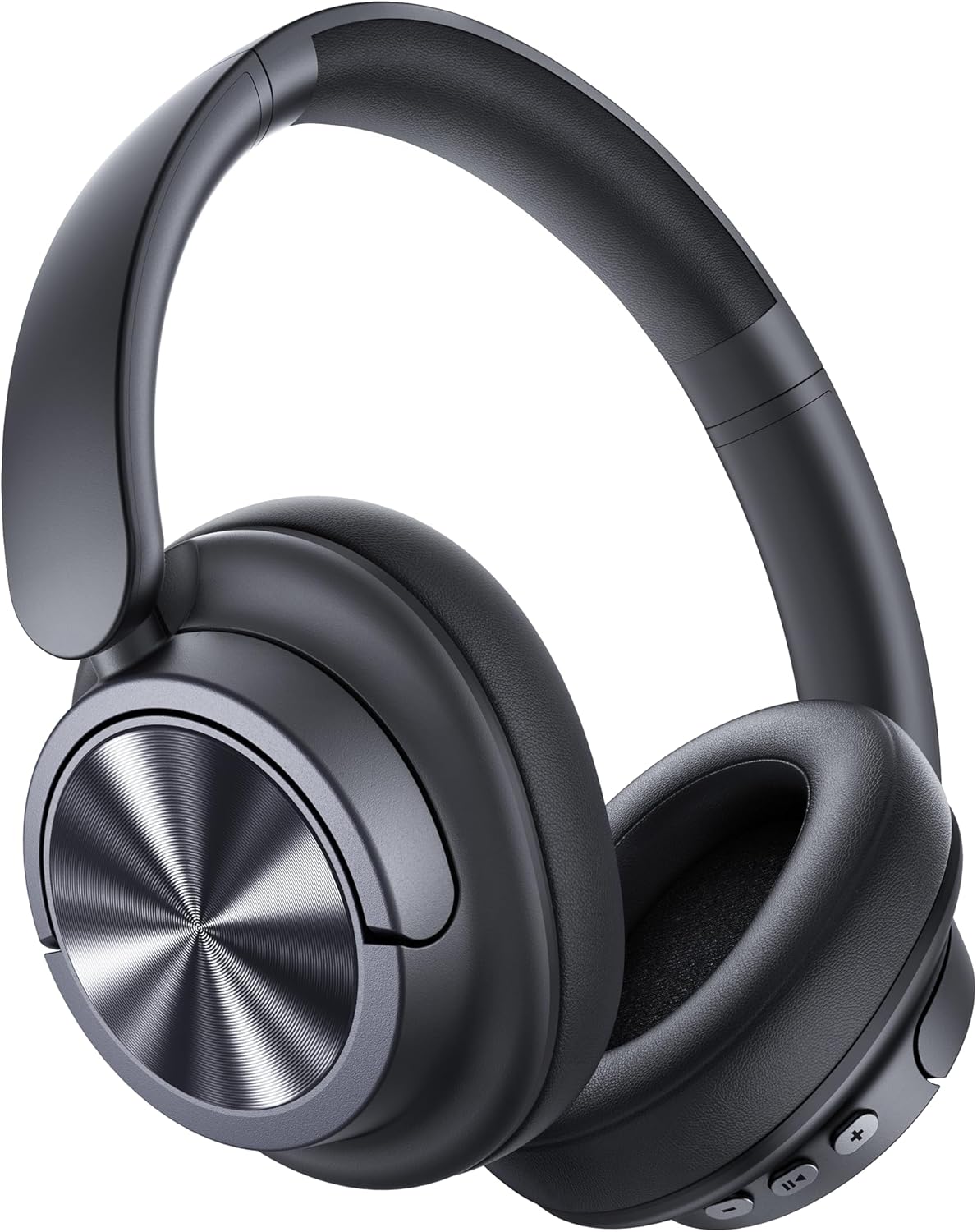 Active Noise Cancelling Headphones 120H Playtime Wireless Headphones Bluetooth 6.0 Over Ear Headphones with 6 ENC HD Call Mic, Hi-Res 360° Spatial Audio ANC Headphone for Travel Workout Black