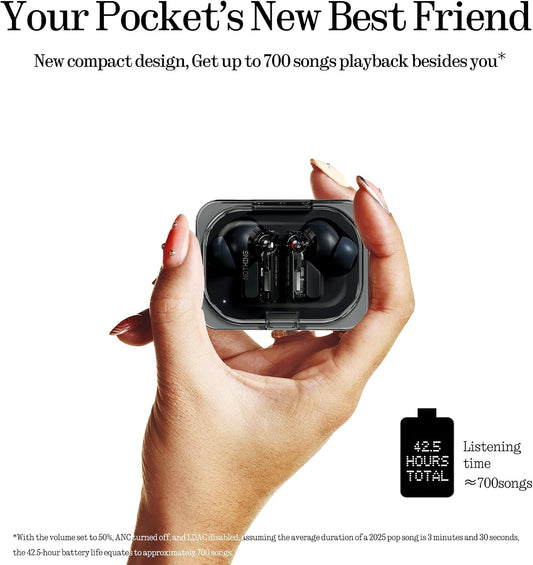 Ear (a) Wireless Earbuds, 45dB Hybrid Noise Cancelling Earbuds, Hi-Res Audio, Advanced Equaliser, Dual Connect, 6 Mics, 42.5H Playtime Ear Buds Wireless Bluetooth, Black