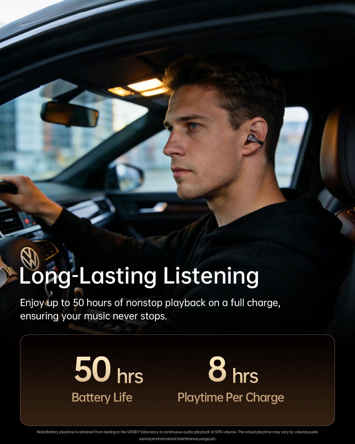 Open Ear Clip-On Earbuds, Lightweight Secure Fit Wireless Earbuds