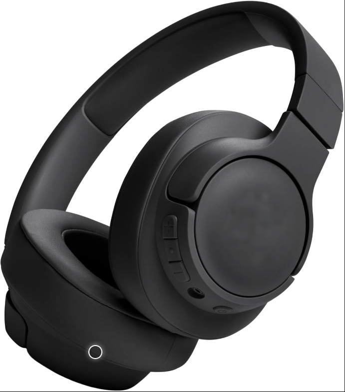 Wireless Over-Ear Headphones with JBL Pure Bass Sound, Bluetooth 5.3, Up to 76H Battery Life and Speed Charge, Lightweight, Comfortable and Foldable Design